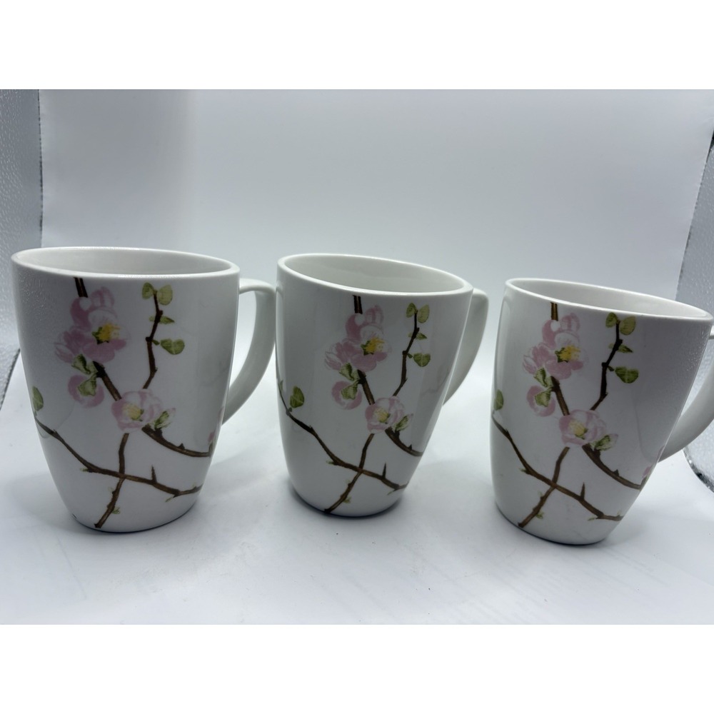 Corelle Coordinates Cherry Blossom Porcelain Mugs Set of 3 Pink Floral
